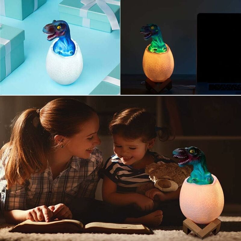 3D Dinosaur Egg Lamp – Hatching Dino Night Light
